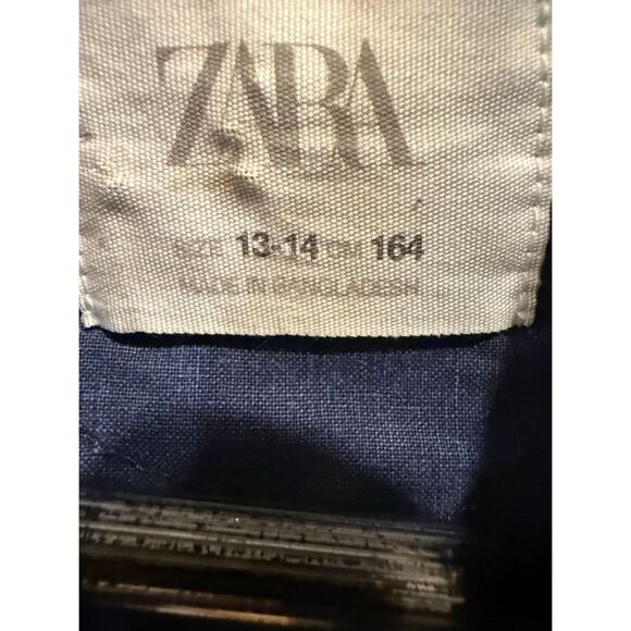 ZARA Women's Long Sleeve Full Zip Denim Bomber Jean Jacket Blue Size 13-14 - Picture 7 of 10